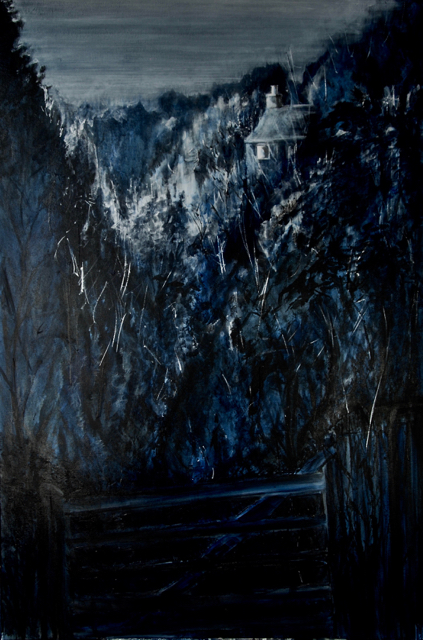 The house in the woods. The shadow in the trees. Tregender  152 x 102 cm