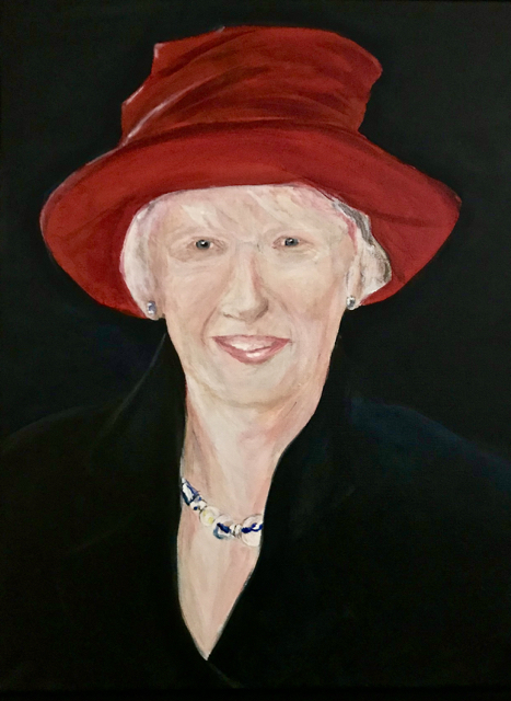 Auntie Sally with her red hat 50 x 40 cm NOT FOR SALE