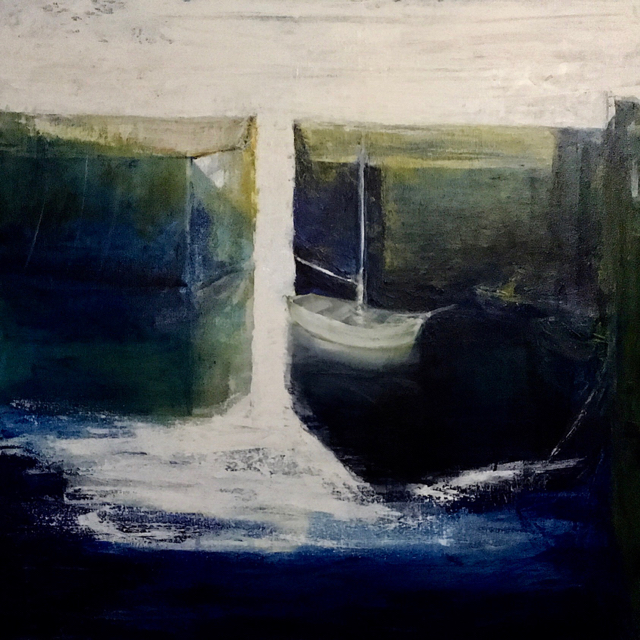 White boat 60 x 60cm SOLD